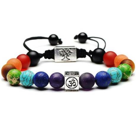 7 Chakra Beads Reiki Tibetan Yoga Bracelet Tree of Life Natural Stone