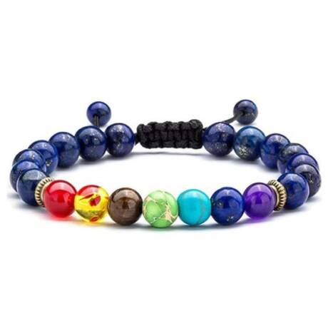 Natural Lapis Lazuli Stone Beads 7 Chakra Healing Bracelet Yoga 8MM