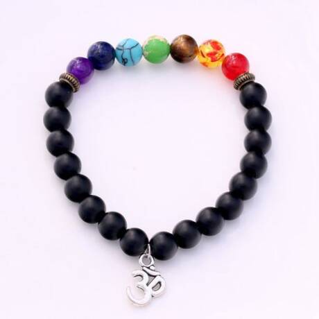Yoga OM Symbol 7 Healing Beads Chakra Bracelet for Men & Women
